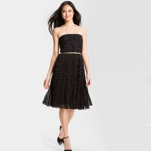 Donna Morgan Strapless Fit and Flare Polka Dot Dress Black Size 2